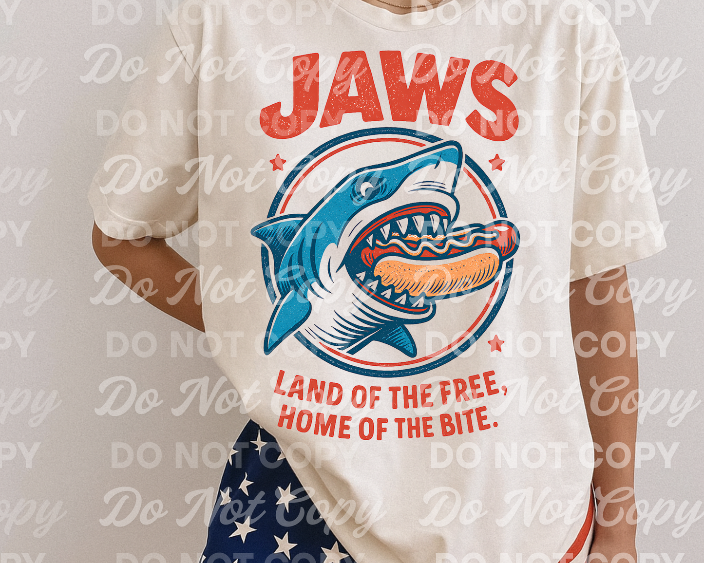 Jaws Hot Dog PNG • Patriotic Shark • Land of the Free Home of the Bite