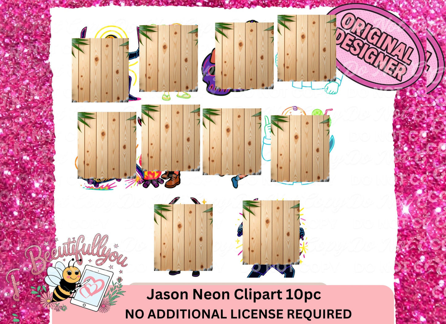 Jason Neon Clipart Bundle | 10pc Funny Horror Summer PNG Set | Digital Download