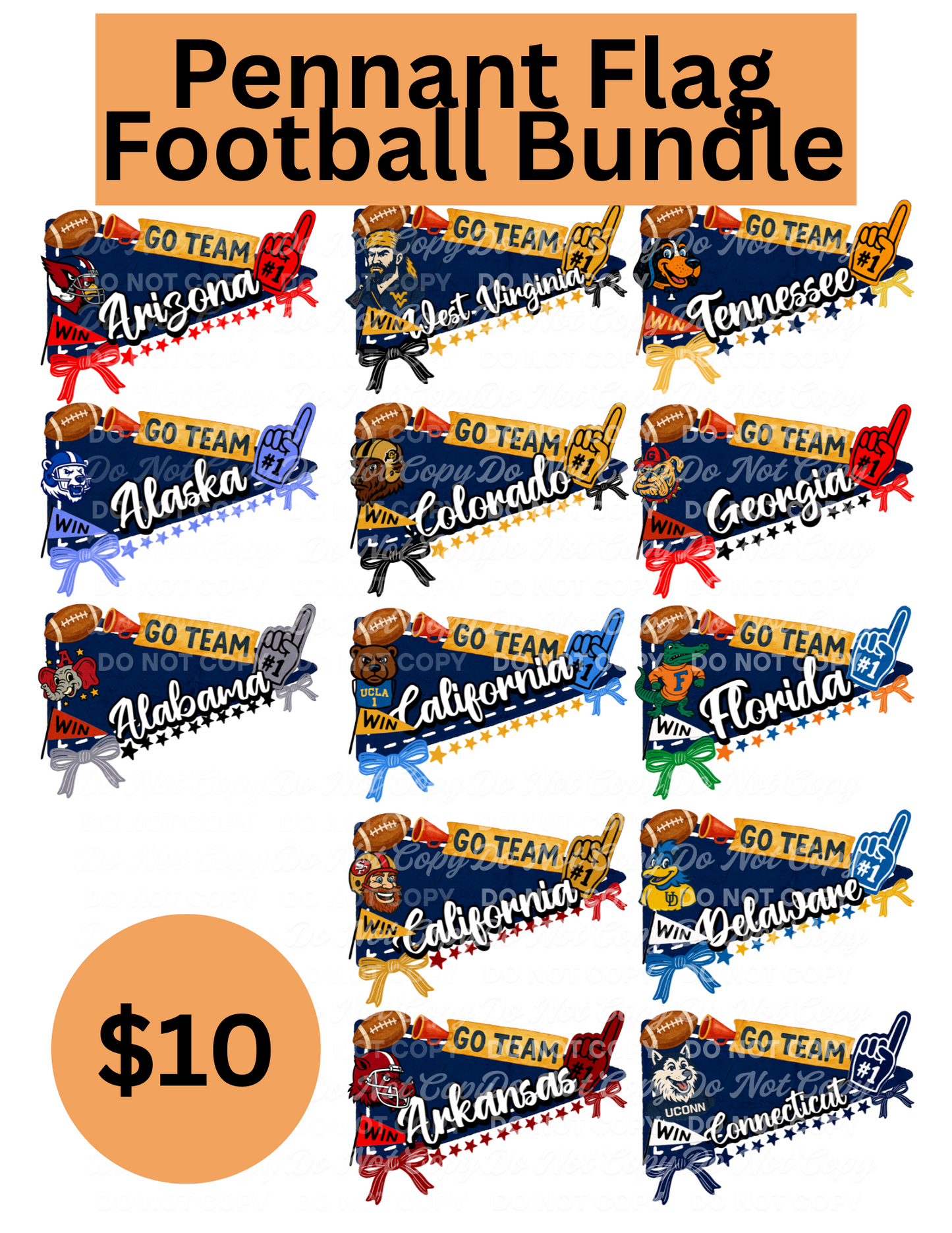 Pennant Flag Football Bundle | All States | Digital Download Google Drive Access