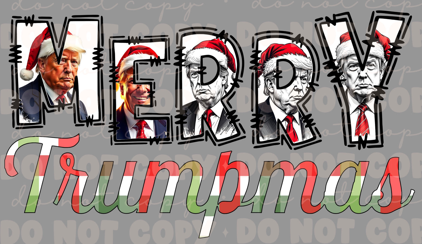 Merry Trumpmas PNG & Canva Frame | Funny Political Christmas Sublimation Design for Shirts & Crafts | Instant Download