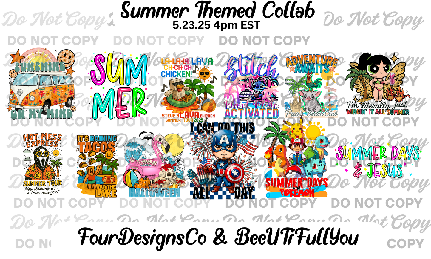Summer Collab Bundle | 12 Funny + Cute Digital Download PNGs | BeeUTiFullYou x FourDesignsCo