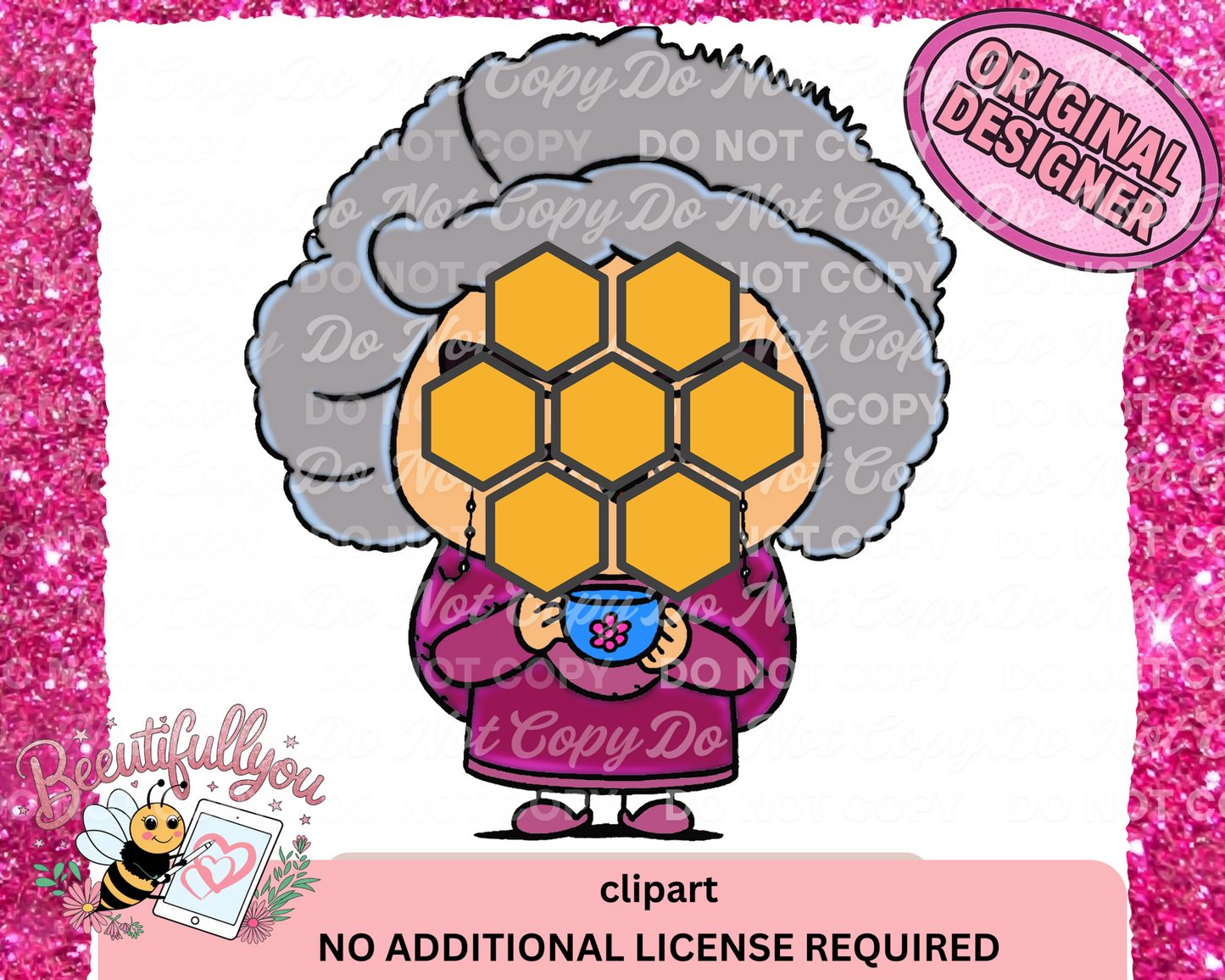 Sweet Grandma Holding Teacup Clipart
