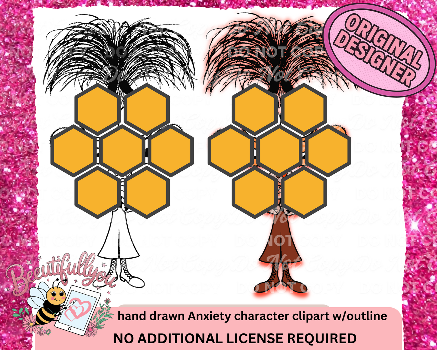 Hand Drawn Anxiety Character Clipart with Outline – clipart for Custom Design Use