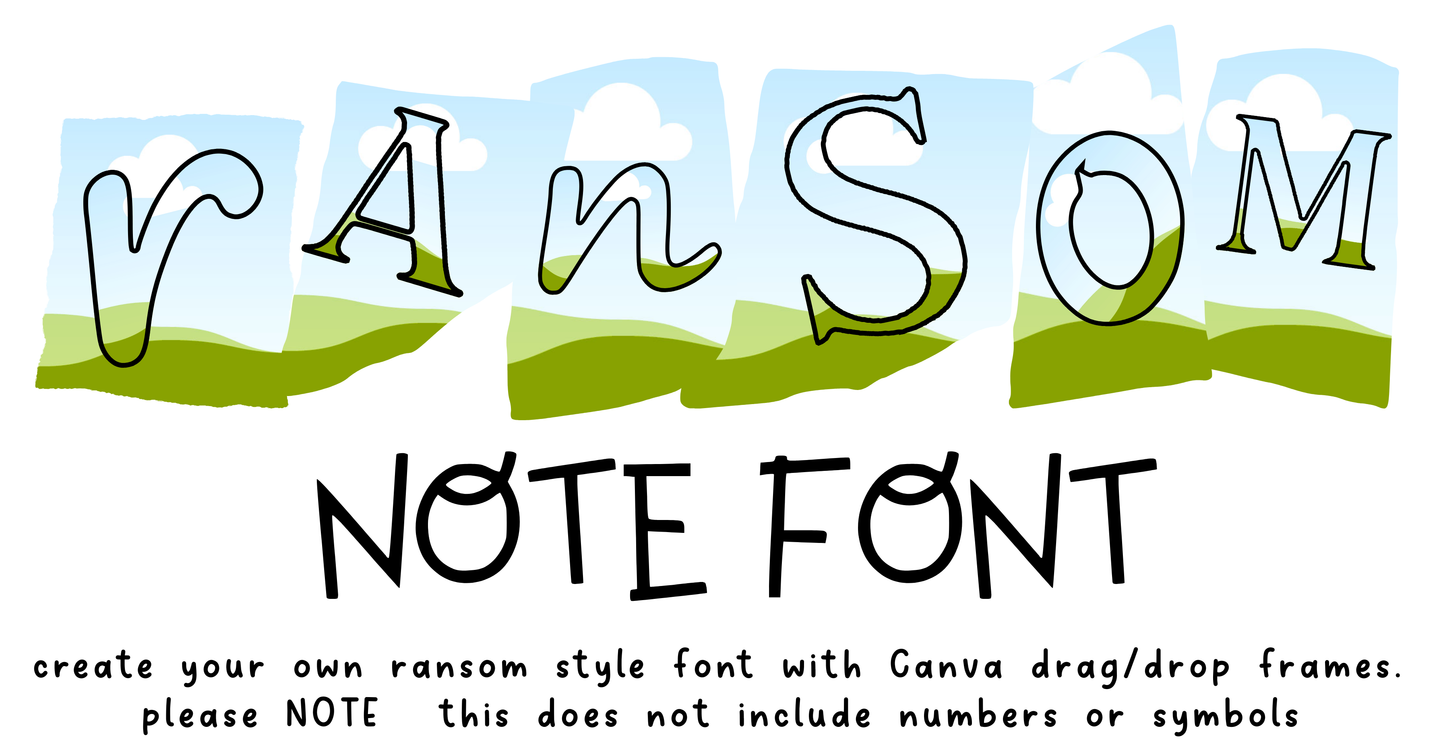 Ransom Note Font Canva Frames | Build Your Own Ransom Letter Style | Canva Drag & Drop Alphabet Template