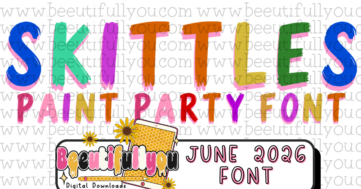 Skittles Paint Party Font Duo | OTF Font & Alphabet Set | Colorful Paint Brush Font | Kids Crafts Font | Playful Typography Font