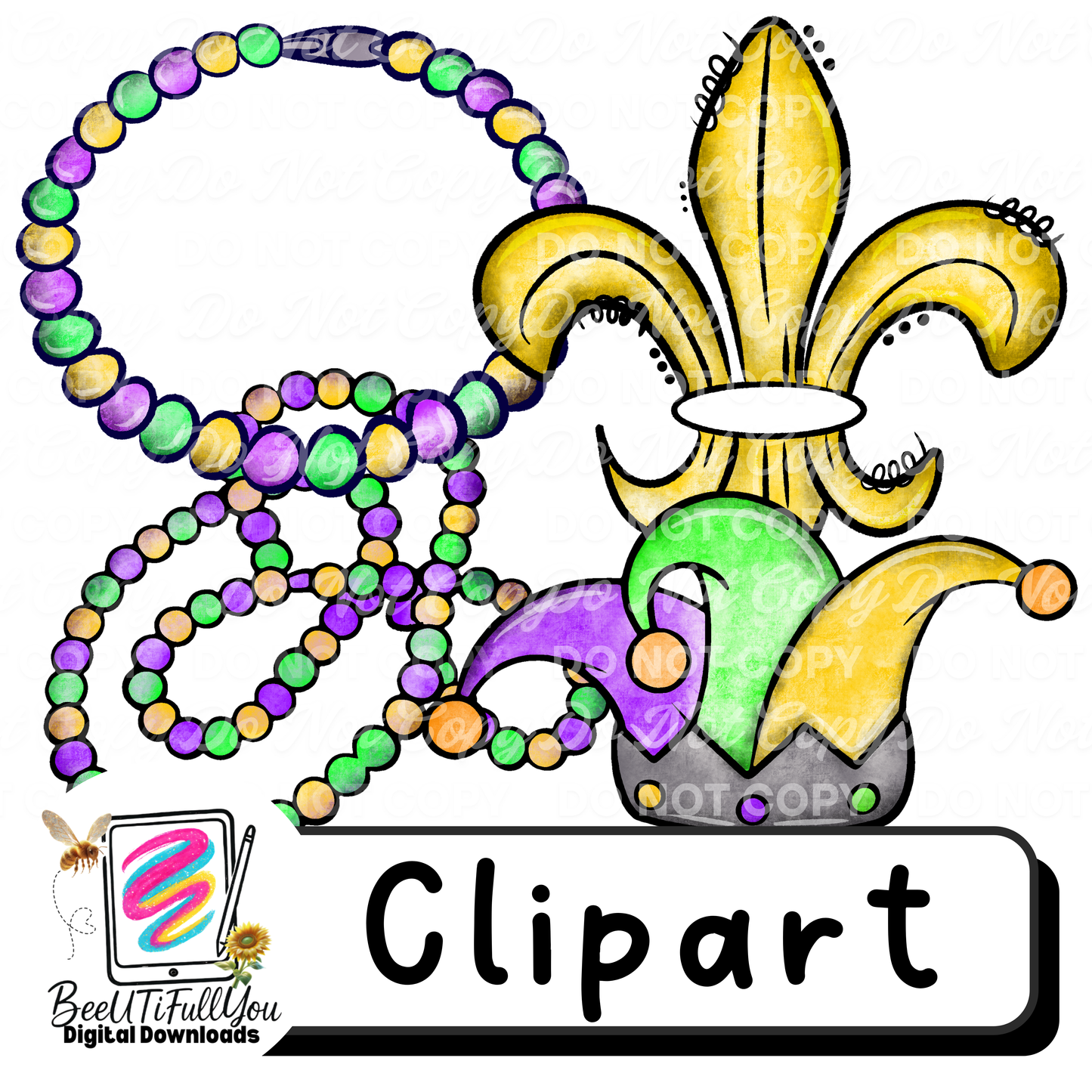 Mardi Gras Clipart Bundle | Colored PNG Elements | Commercial Use | Google Drive Access