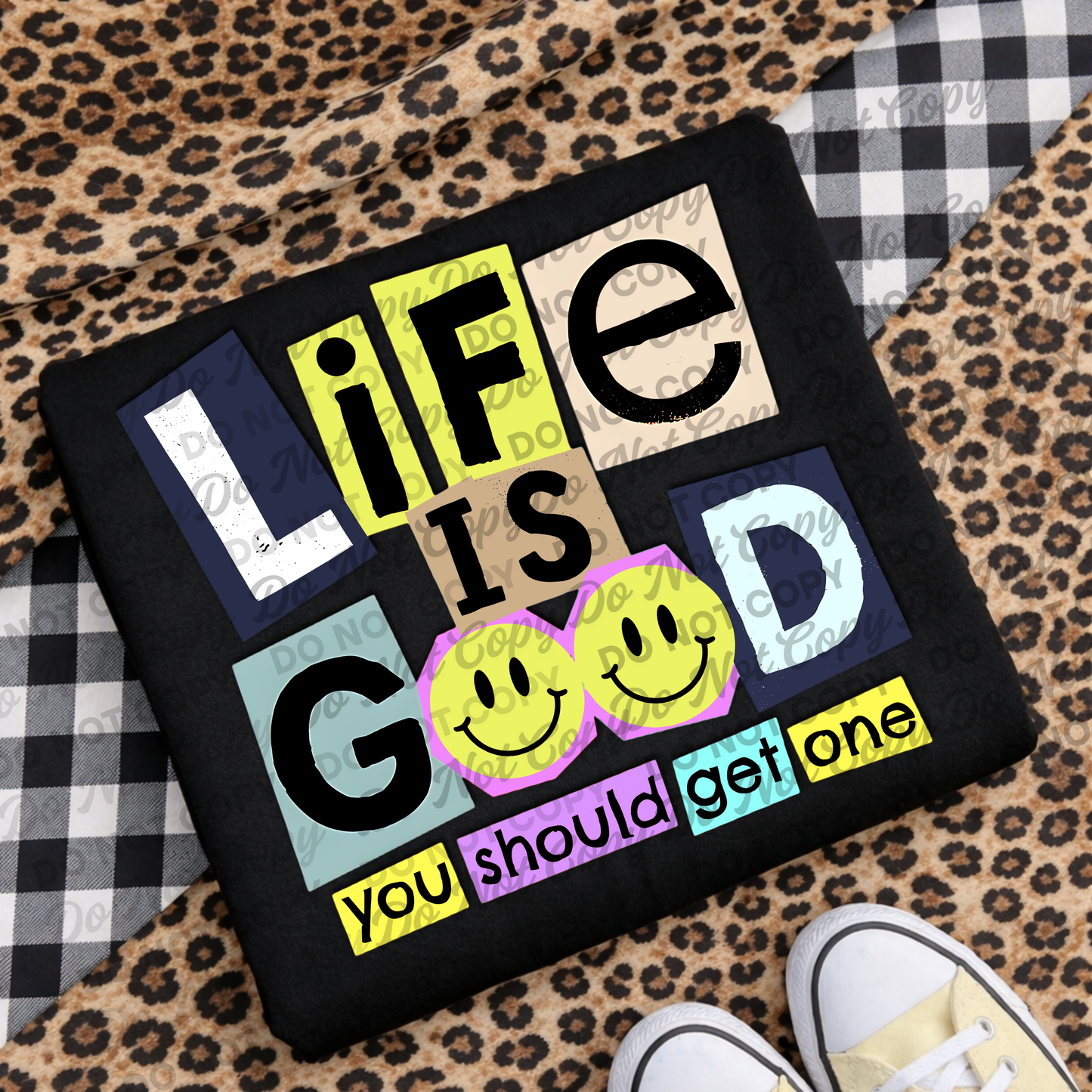 Life Is Good (You Should Get One) | Retro Smiley Quote Design | Finished PNG