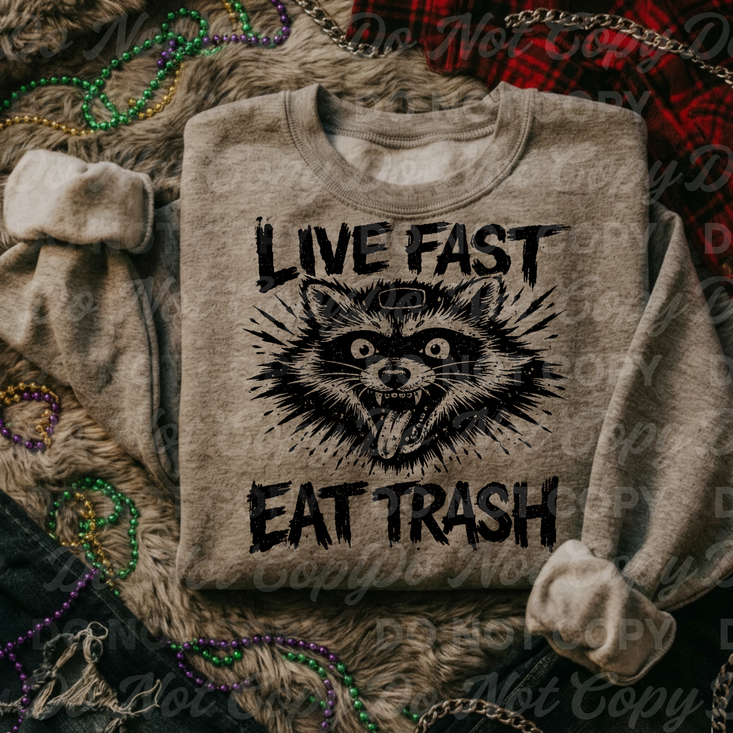 Live Fast Eat Trash Raccoon Clipart | Punk Grunge Raccoon Design | Digital Design Download