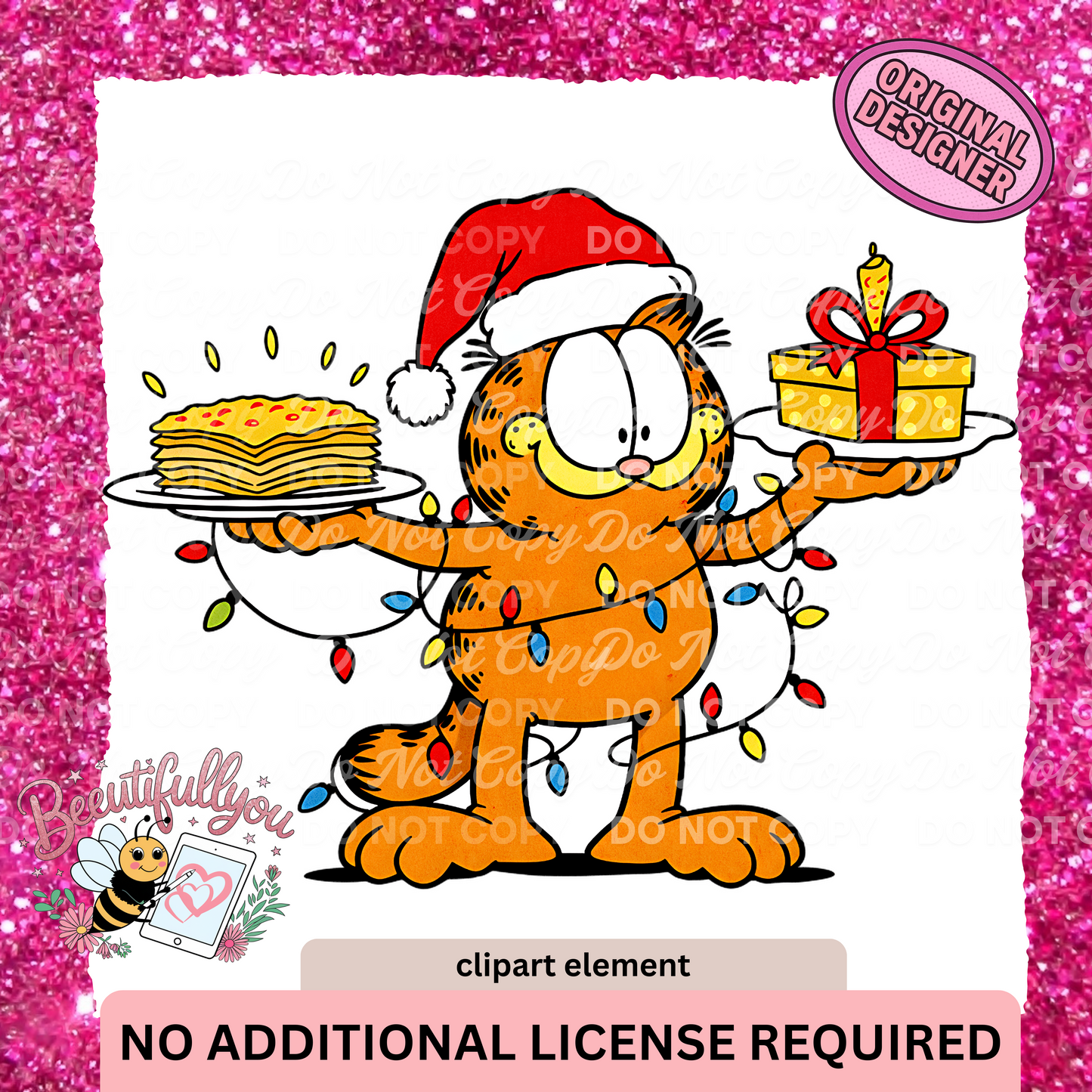 Garfield Christmas Clipart Element | PNG Download | Lasagna, Gift & Holiday Lights