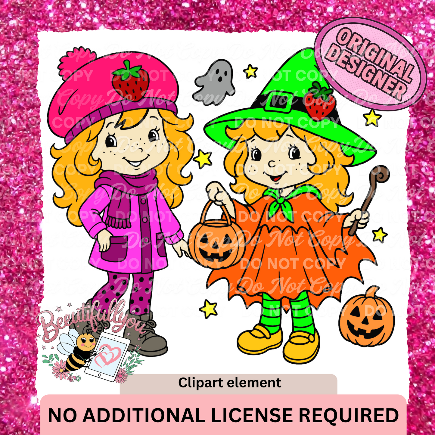 Strawberry Halloween Girls Clipart
