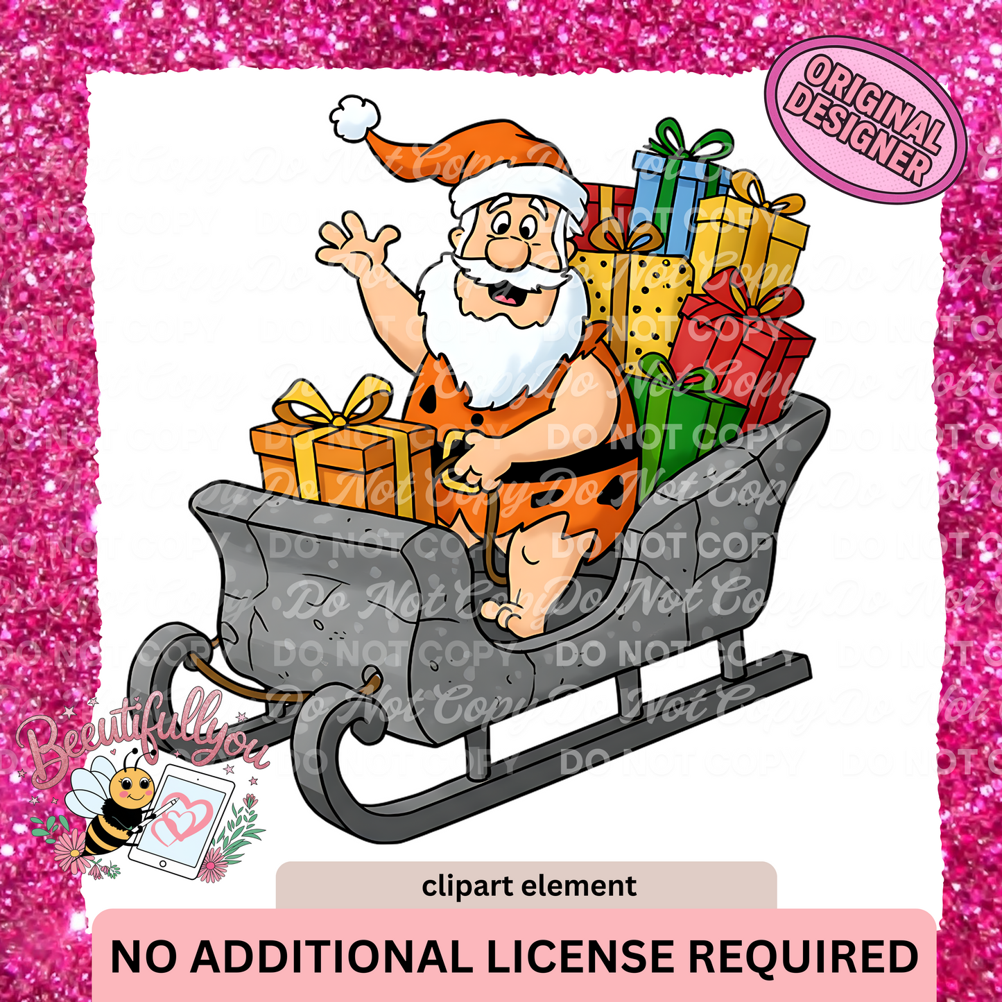 Santa Sleigh Clipart | Christmas Cartoon PNG Element