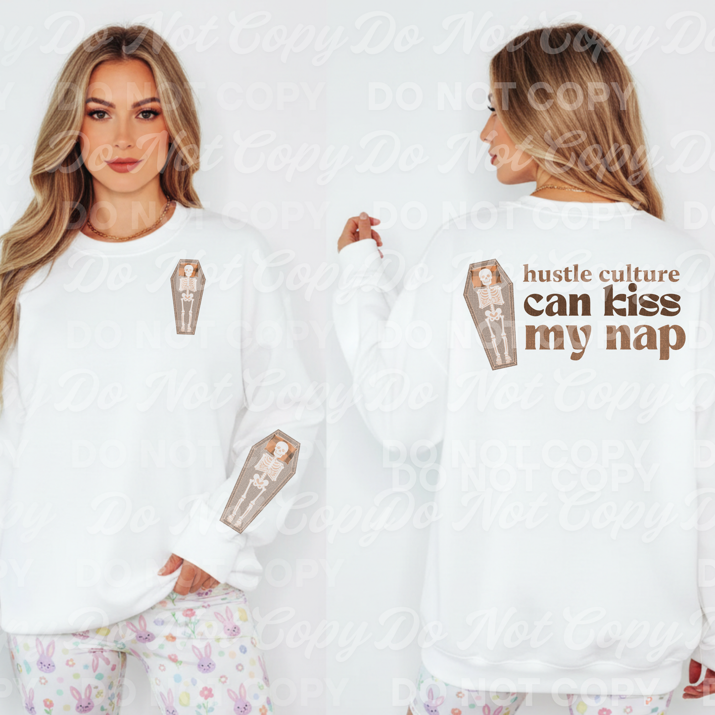 Hustle Culture Can Kiss My Nap PNG | Sarcastic Anti-Hustle Shirt Design | Skeleton Coffin Graphic | Digital Download