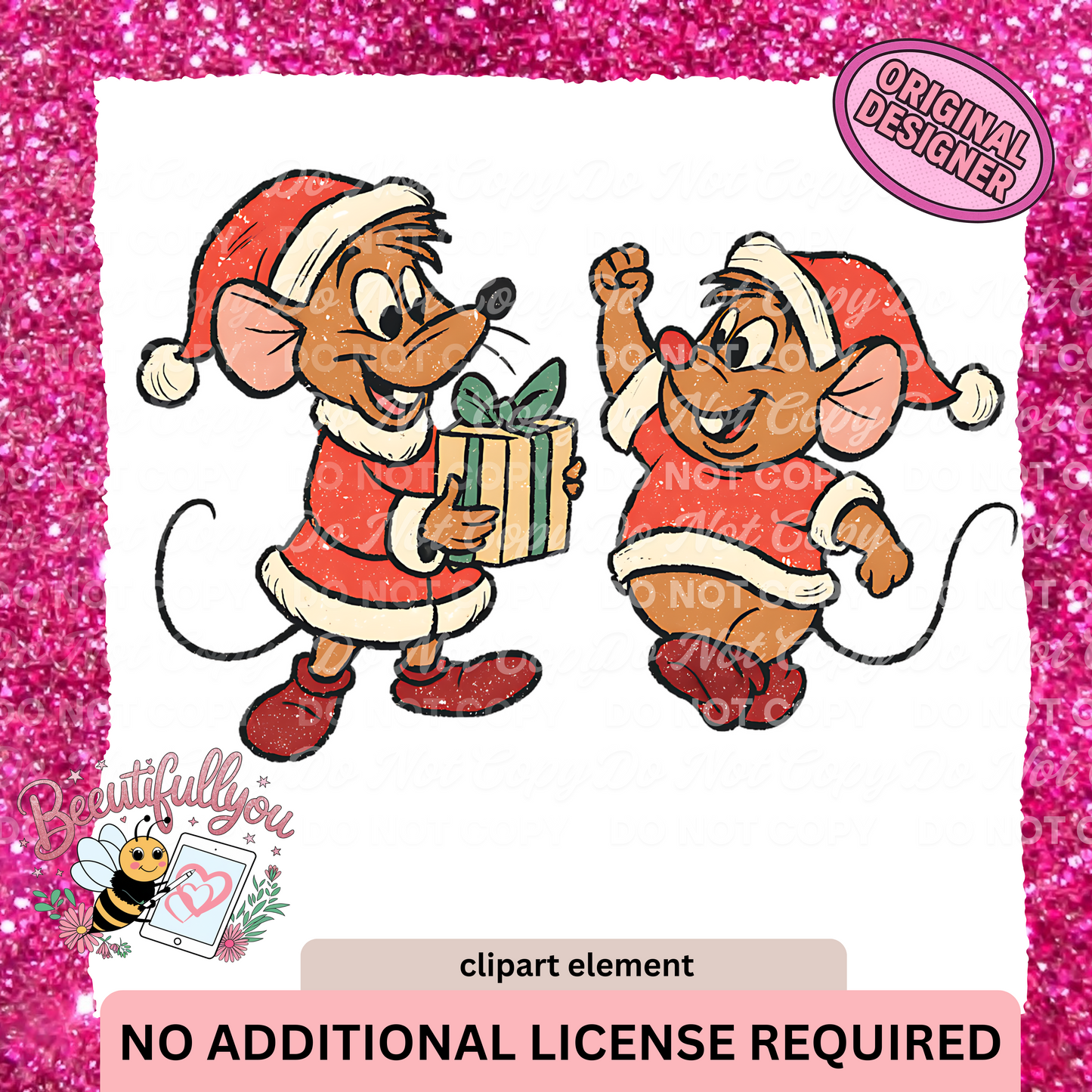 Christmas Mice Clipart | Cute Holiday Mouse Duo PNG | DIY Crafts & Designs
