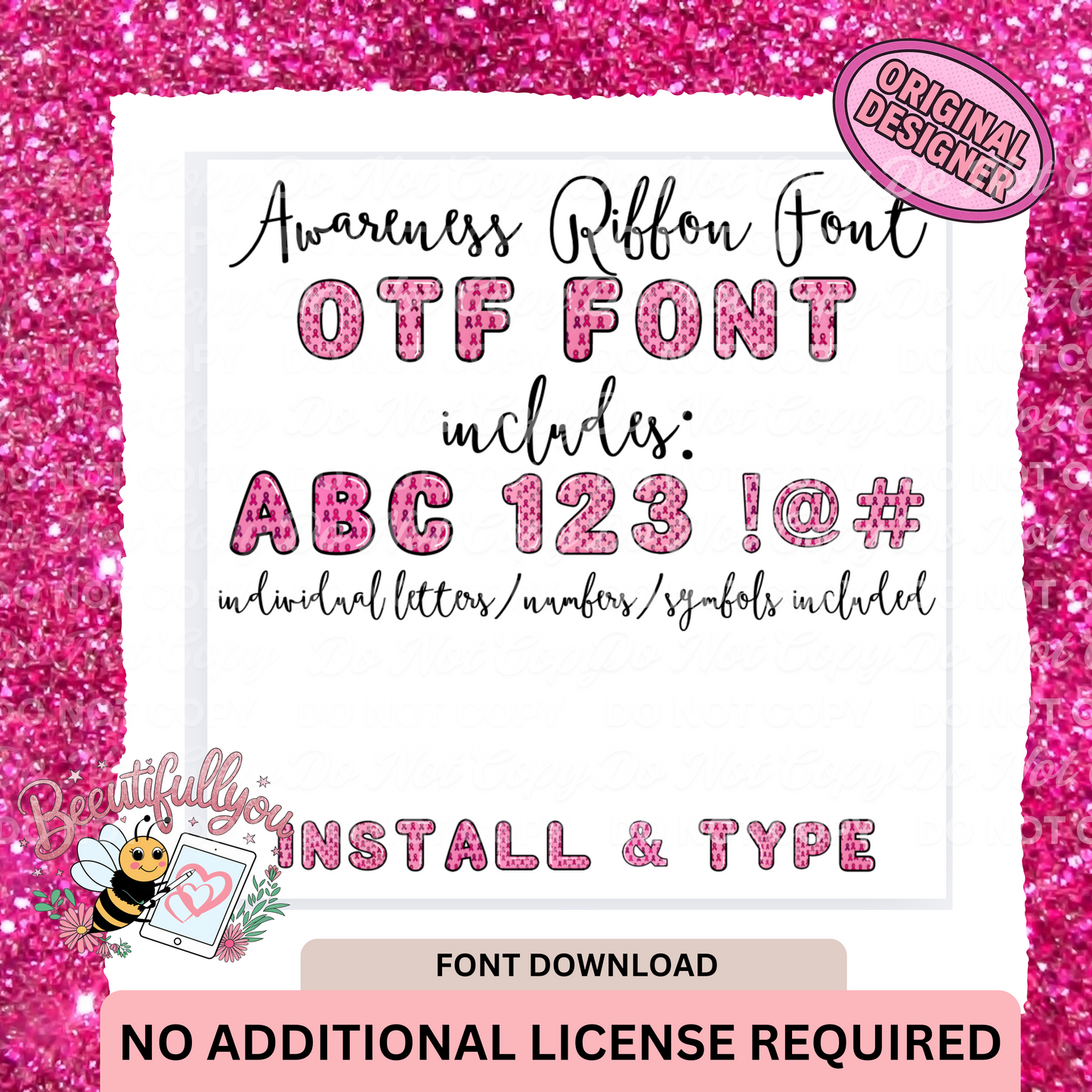 Awareness Ribbon OTF Font | Install & Type | Digital Download