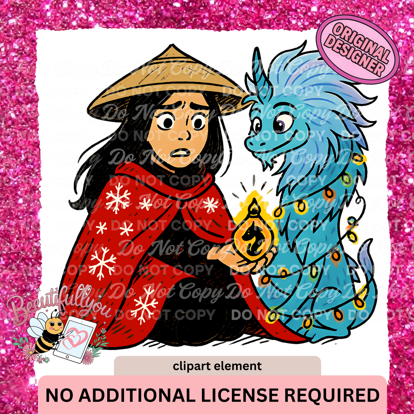 Christmas Warrior & Dragon Clipart Element | Festive Holiday PNG