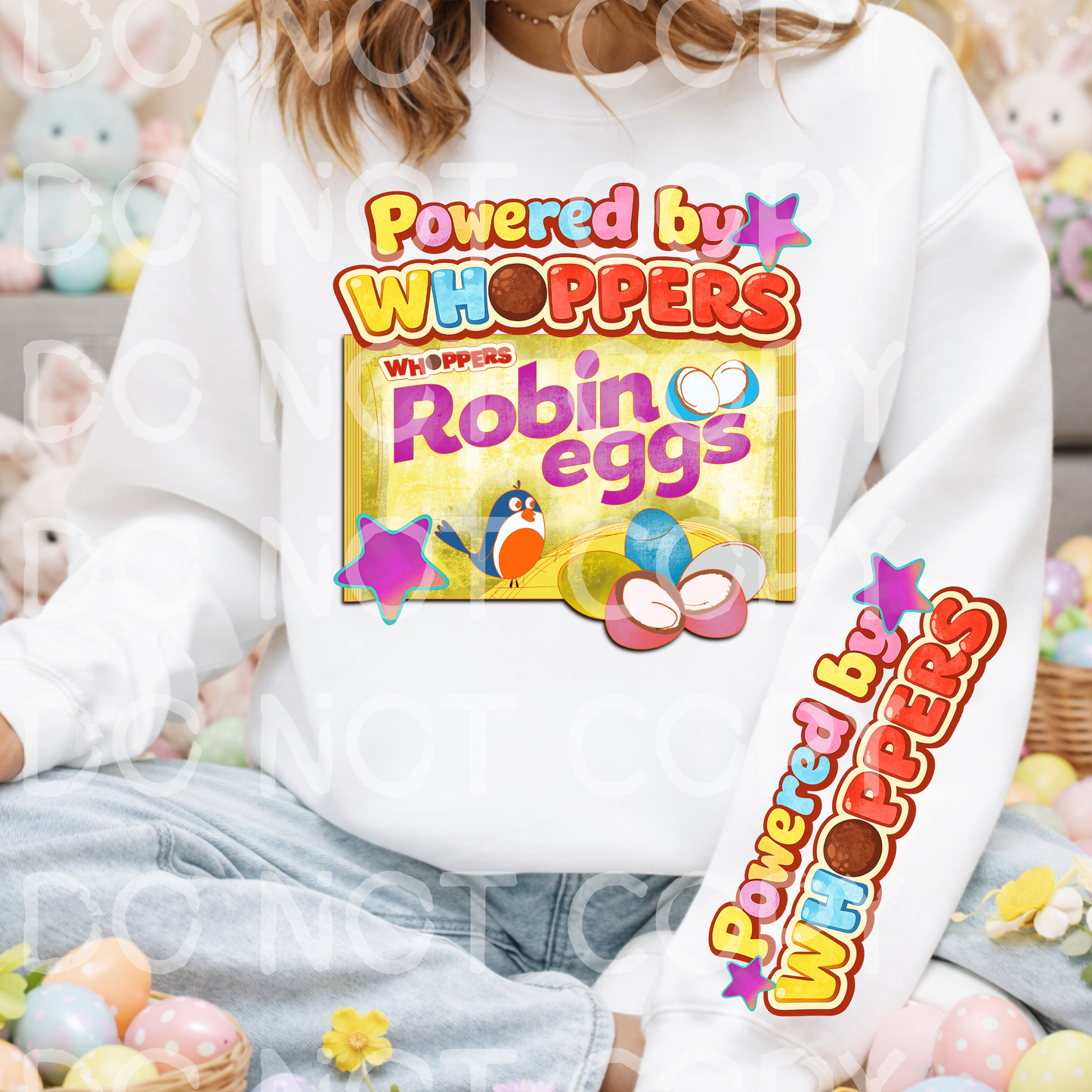 Powered by Whoppers Robin Eggs PNG | Easter Candy Shirt Design | Retro Spring Graphic | Physical Products Only | Commercial Use
