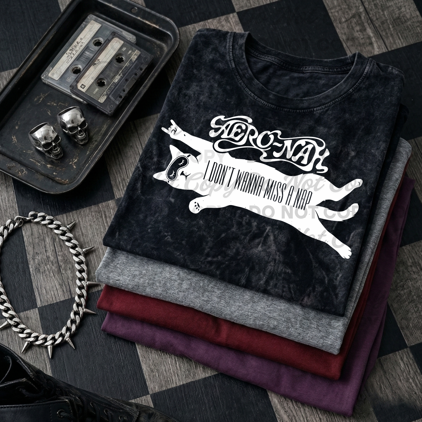 Aero-Nah I Don’t Wanna Miss a Nap PNG | Funny Sleeping Cat Rock Parody Design | Cat Lover Shirt Graphic | Black & White Versions | Digital Download