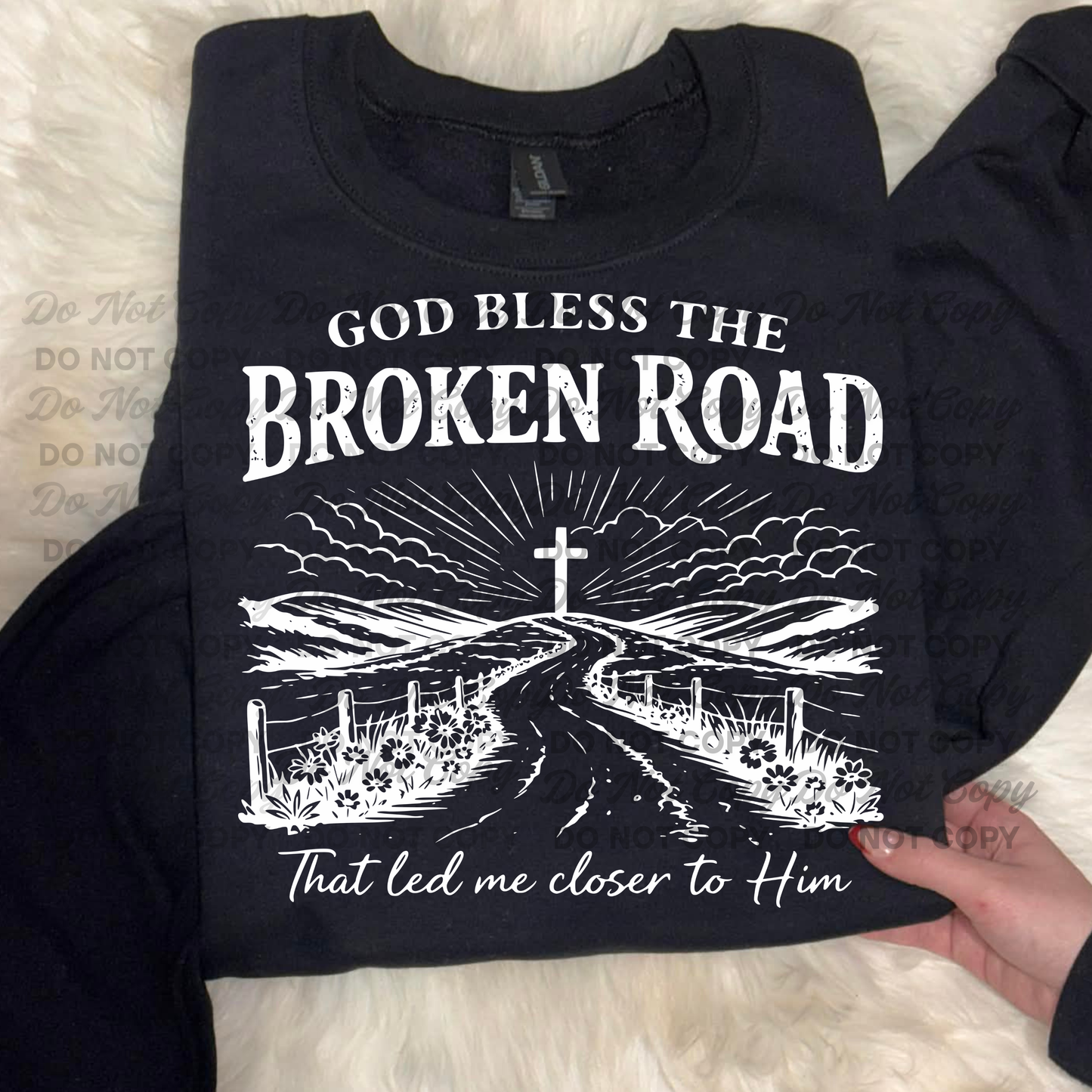 God Bless the Broken Road PNG | Faith Christian Shirt Design | Rustic Country Cross Graphic | Digital Download