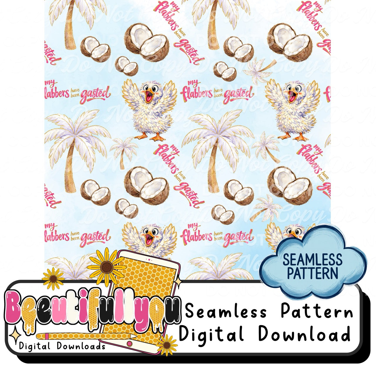 My Flabbers Have Been Gasted PNG + Seamless Pattern | Funny Chicken Design | All Over Print Sublimation & DTF set