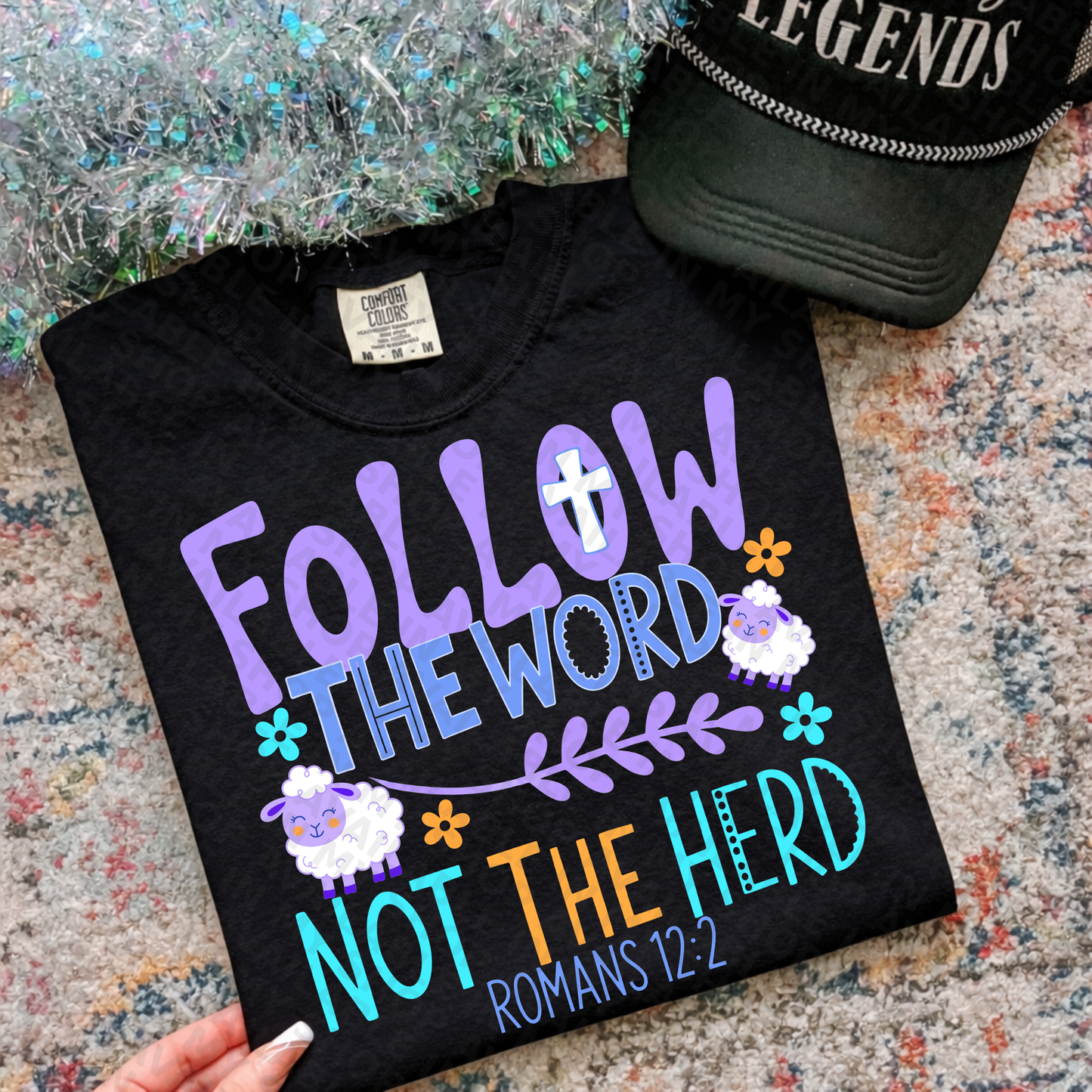 Follow the Word Not the Herd PNG | Romans 12:2 Christian Shirt Design | Cute Sheep PNG | Faith Quote | Christian Sublimation & DTF PNG | Digital Download