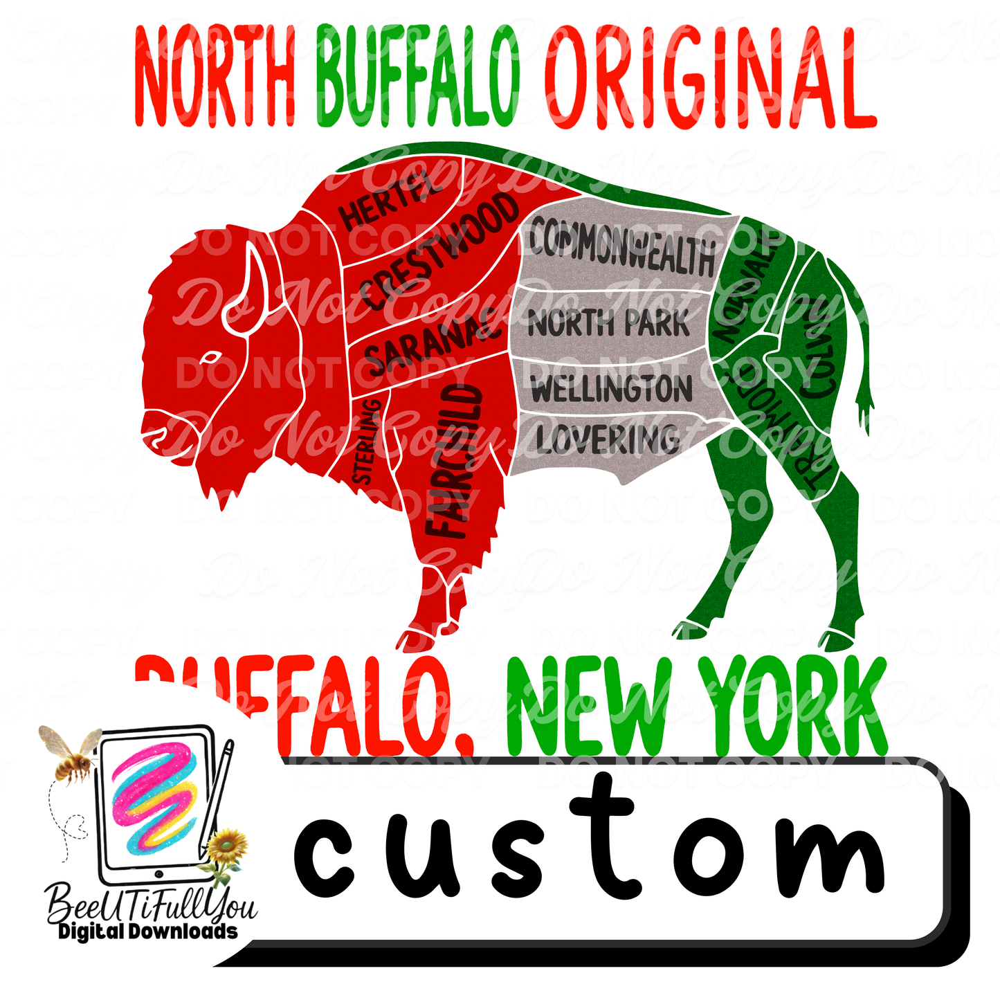 Custom Buffalo Neighborhood Map Design PNG Download