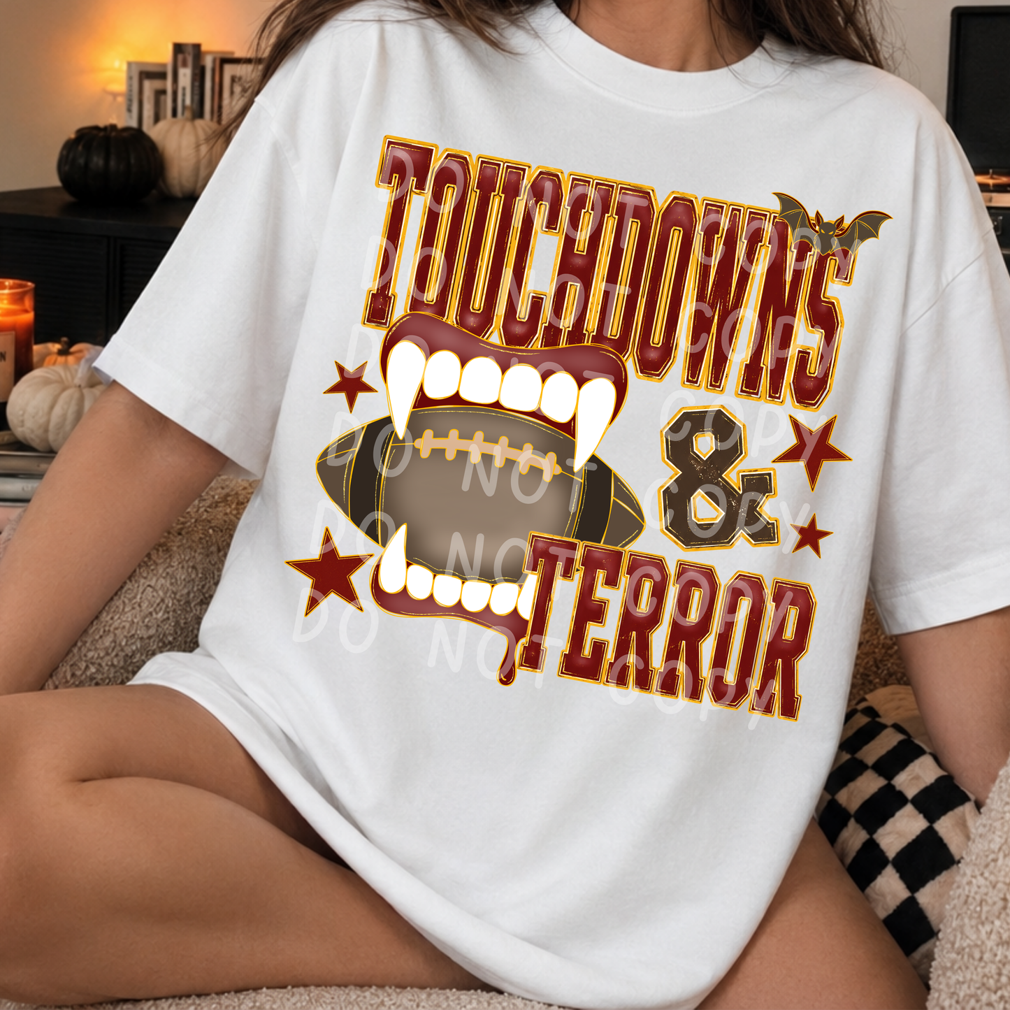 Touchdowns & Terror Halloween Football PNG Design