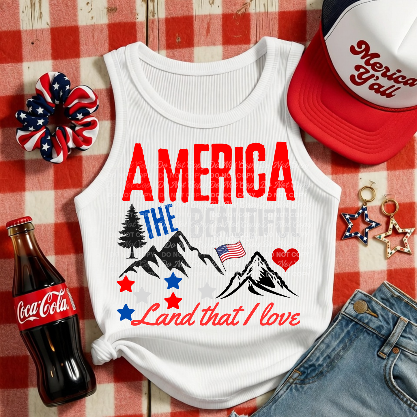 America The Beautiful PNG | Patriotic Mountain Shirt Design | 4th of July Sublimation & DTF File | USA Graphic Tee Design Download