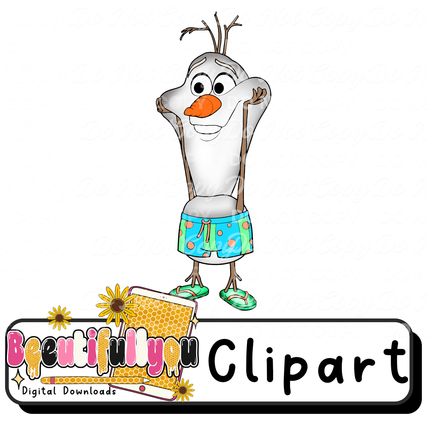 Summer Snowman Clipart PNG | Funny Beach Character | Tropical Snowman Design | Commercial Use
