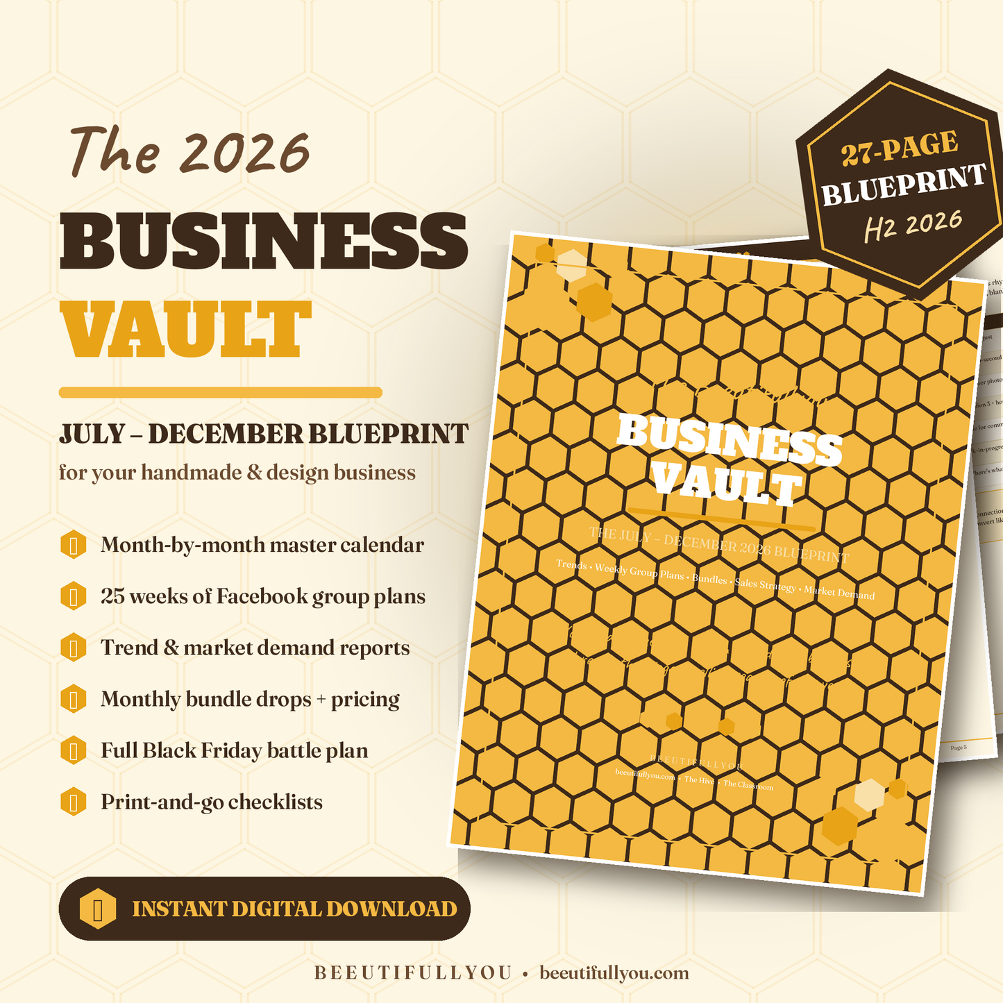 The 2026 Business Vault | July–December Blueprint for Handmade & Design Businesses | Weekly Facebook Group Plans, Trends, Bundles + Black Friday Strategy | Instant Download