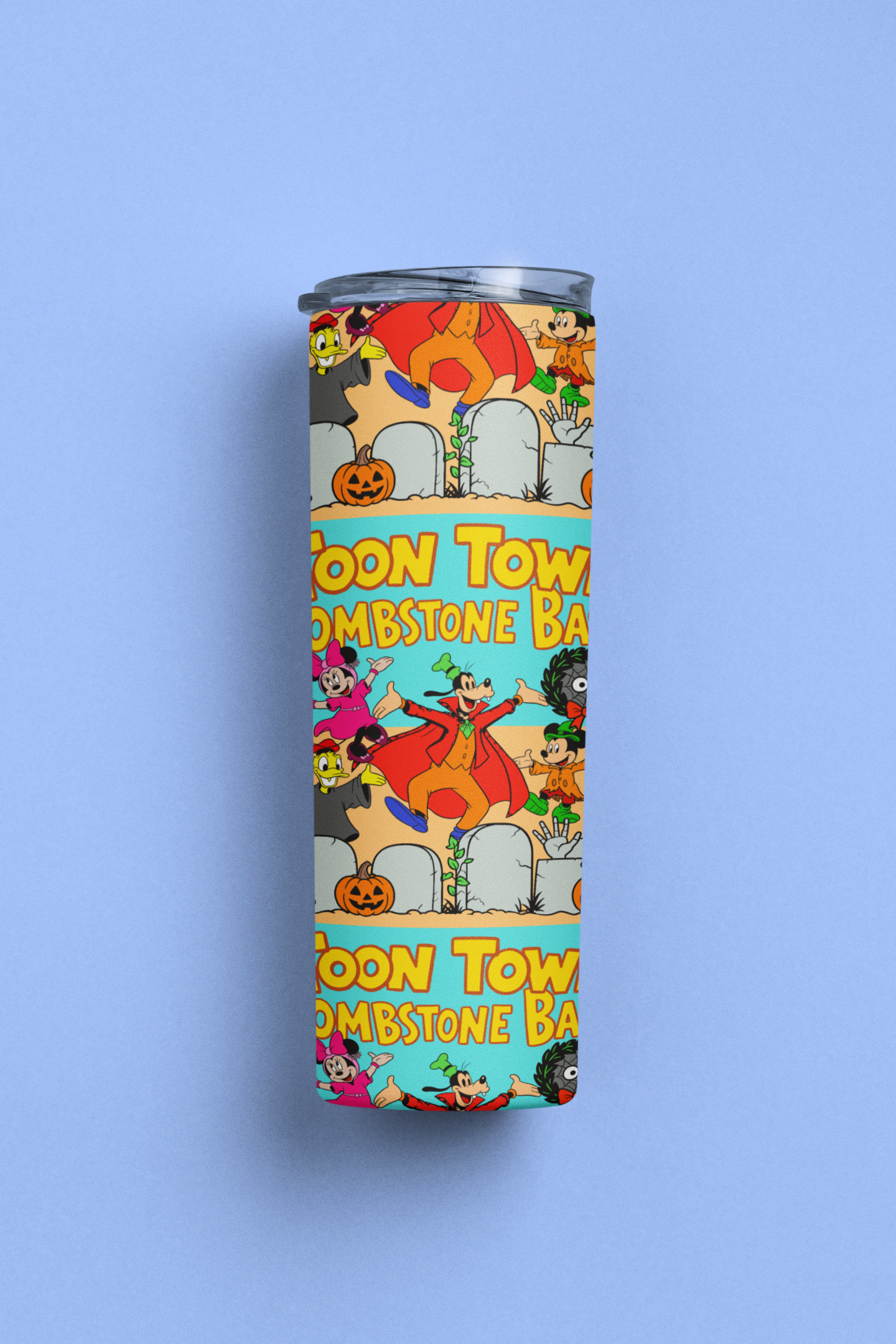 Toon Town Tombstone Bash Bundle β PNG Design, Seamless Tumbler Wrap, Font + Clipart Pack (Digital Download)