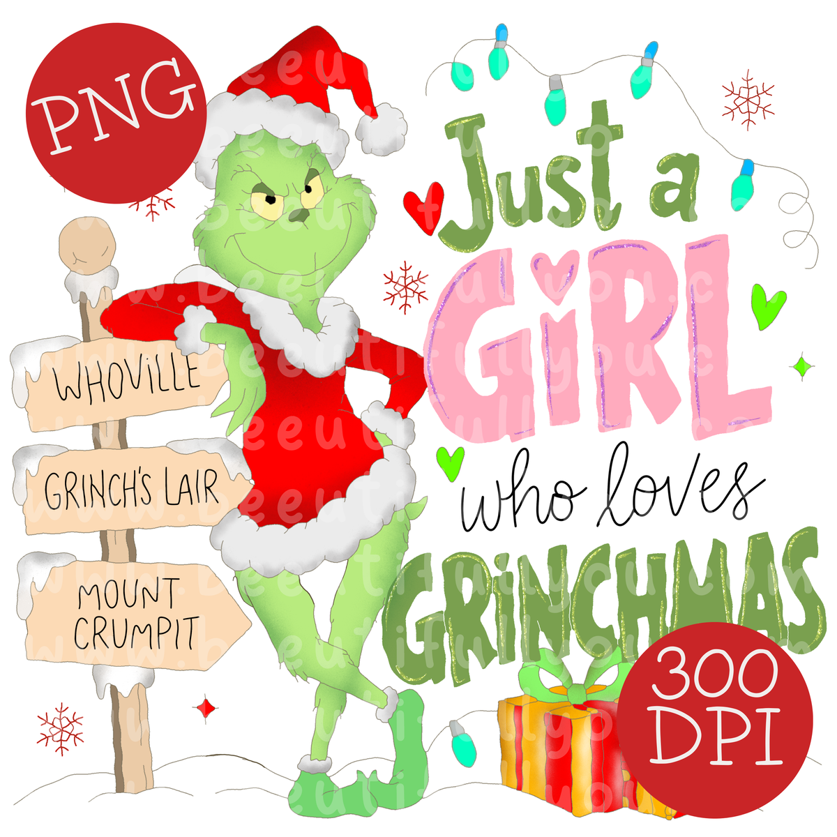 Just a Girl Who Loves Grinchmas PNG Design Download
