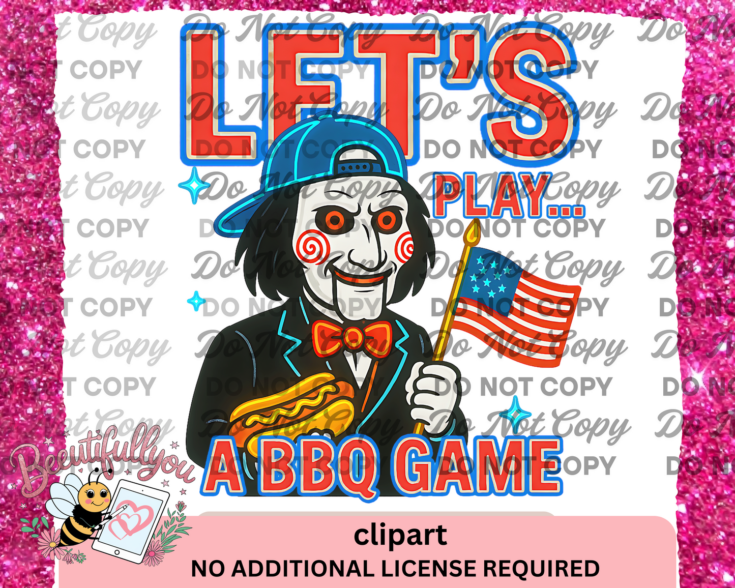 Let's Play a BBQ Game PNG – Funny Horror 4th of July Clipart