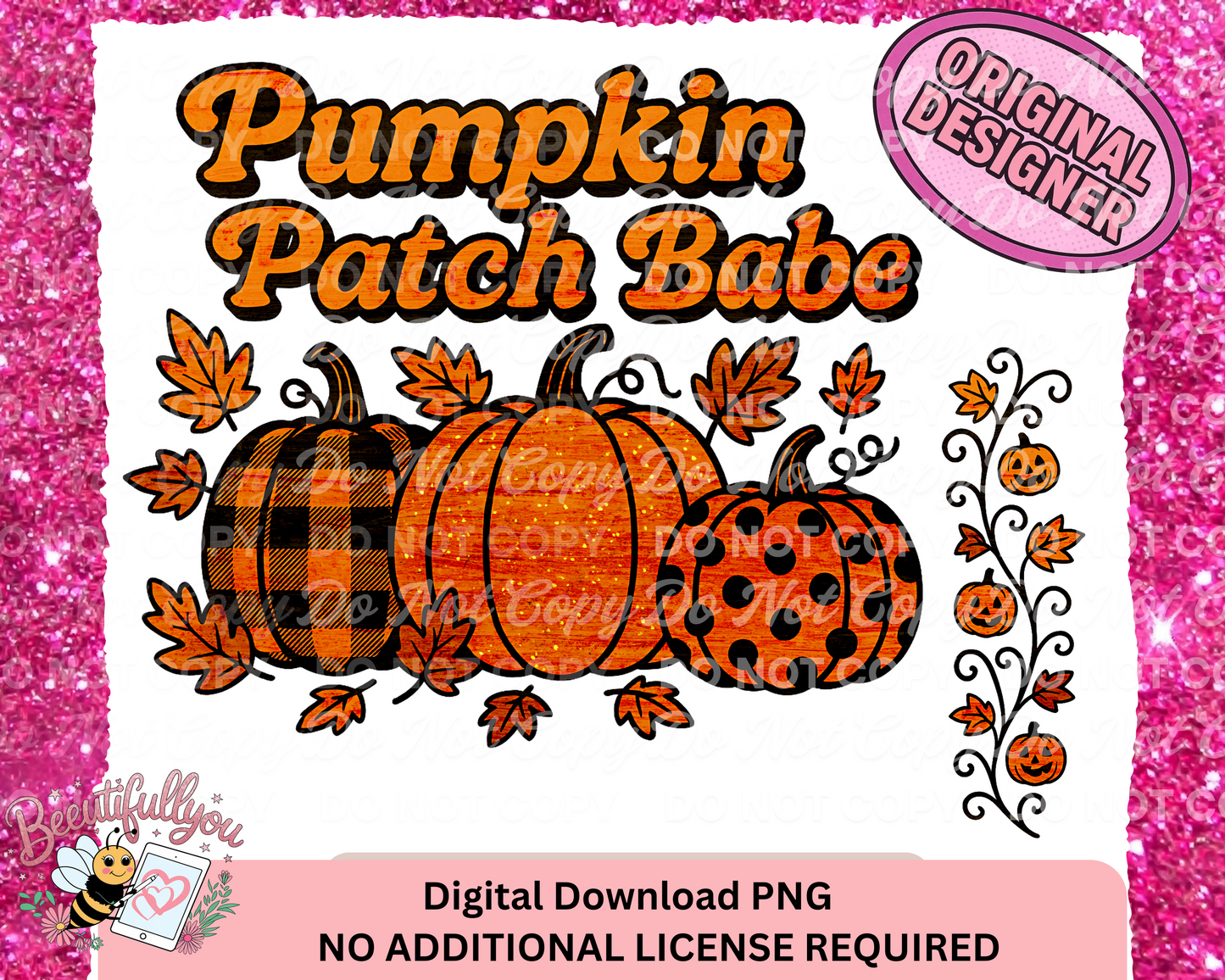 Pumpkin Patch Babe PNG | Fall Autumn Pumpkins Digital Download | Glitter Plaid Polka Dot Pumpkin PNG for Shirts, Mugs & Sublimation