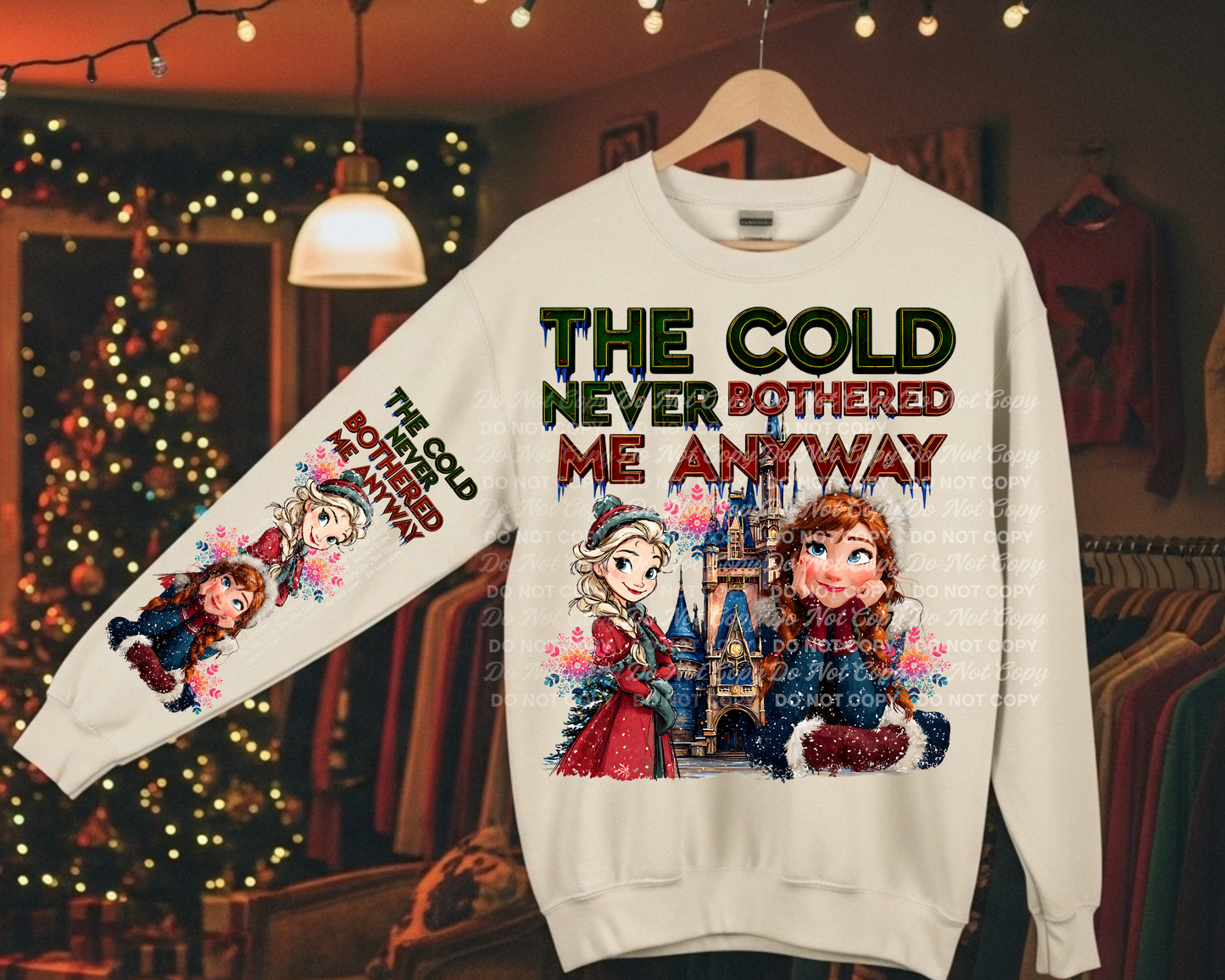The Cold Never Bothered Me Anyway, Inspired Winter Castle Digital Design | PNG Download with Matching Sleeve |
