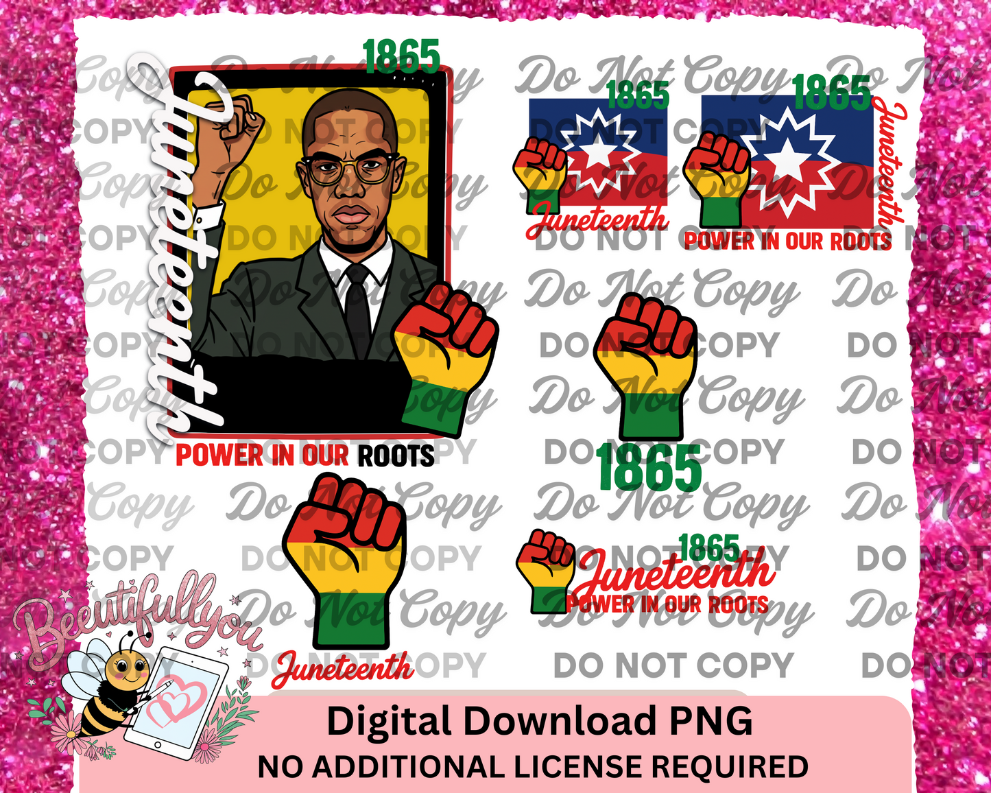 Juneteenth PNG Bundle | Power in Our Roots | 1865 Fist Flag Pride Digital Download