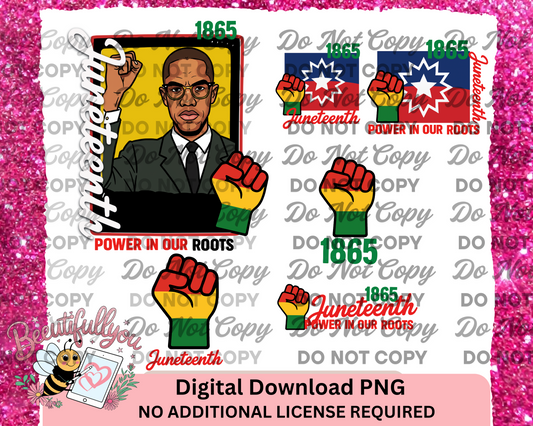 Juneteenth PNG Bundle | Power in Our Roots | 1865 Fist Flag Pride Digital Download