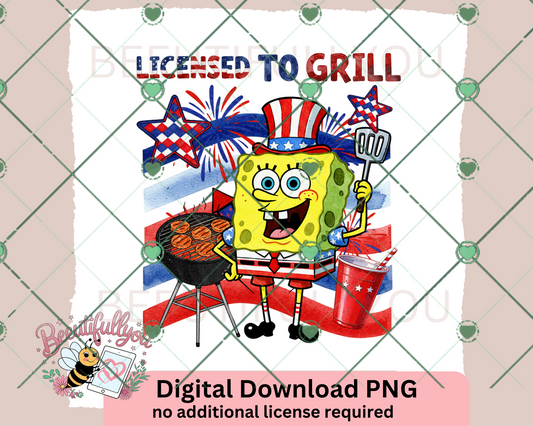 Licensed to Grill PNG | Funny Patriotic BBQ Digital Download for Sublimation & Crafts