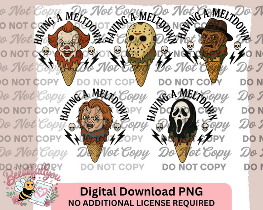 Horror Ice Cream "Having a Meltdown" Bundle β 5 PNG Digital Downloads