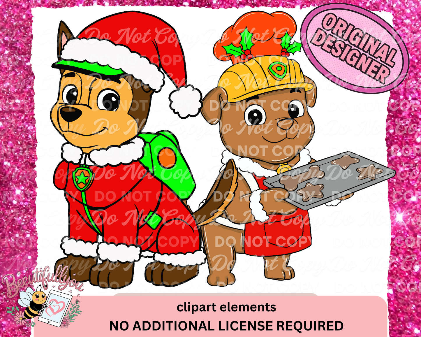 Christmas Paw Patrol Clipart | Chase & Rubble Holiday PNGs | Digital Download for Sublimation & Crafts