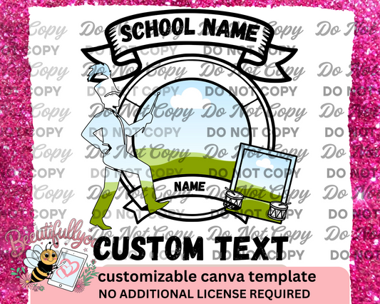 Editable Marching Band Canva Template | Custom School Name & Photo Frame | Graduation or Team Banner PNG