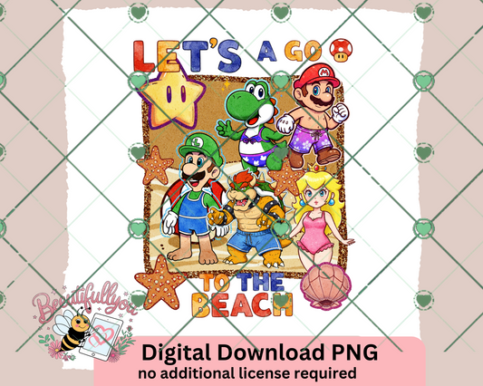 Let’s A Go to the Beach PNG | Summer Gamer Digital Download for Sublimation & Crafts