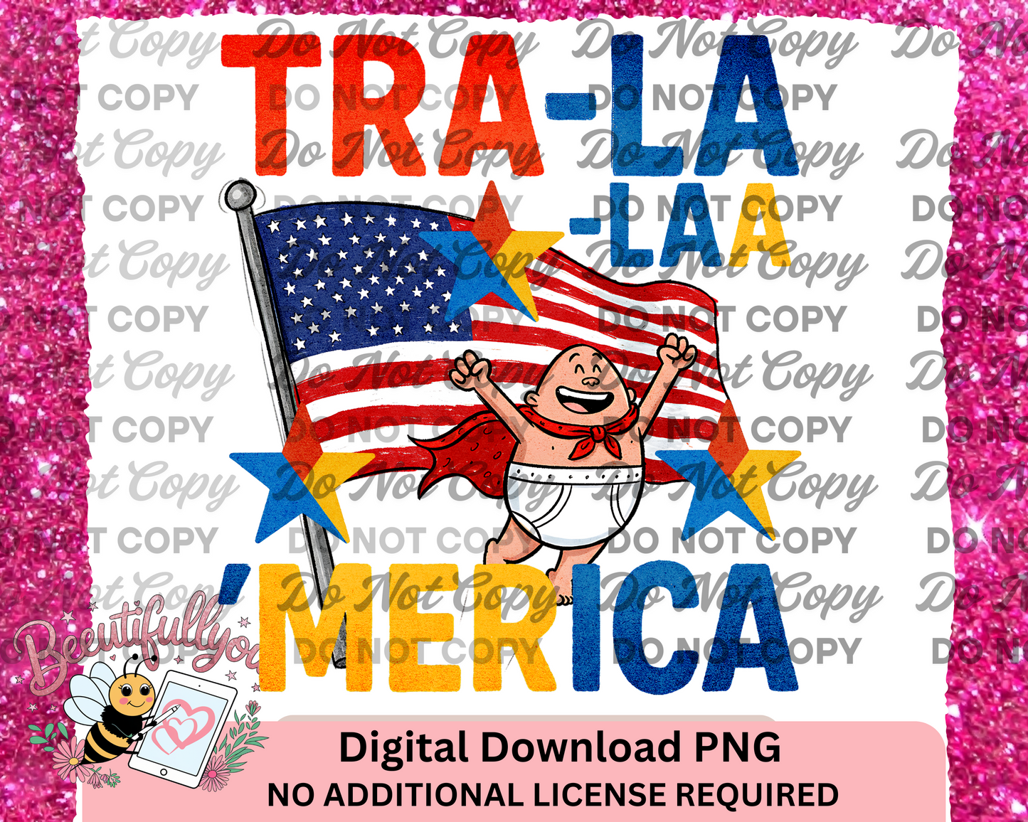 Tra-La-Laa 'Merica PNG – Patriotic Captain Style Digital Download