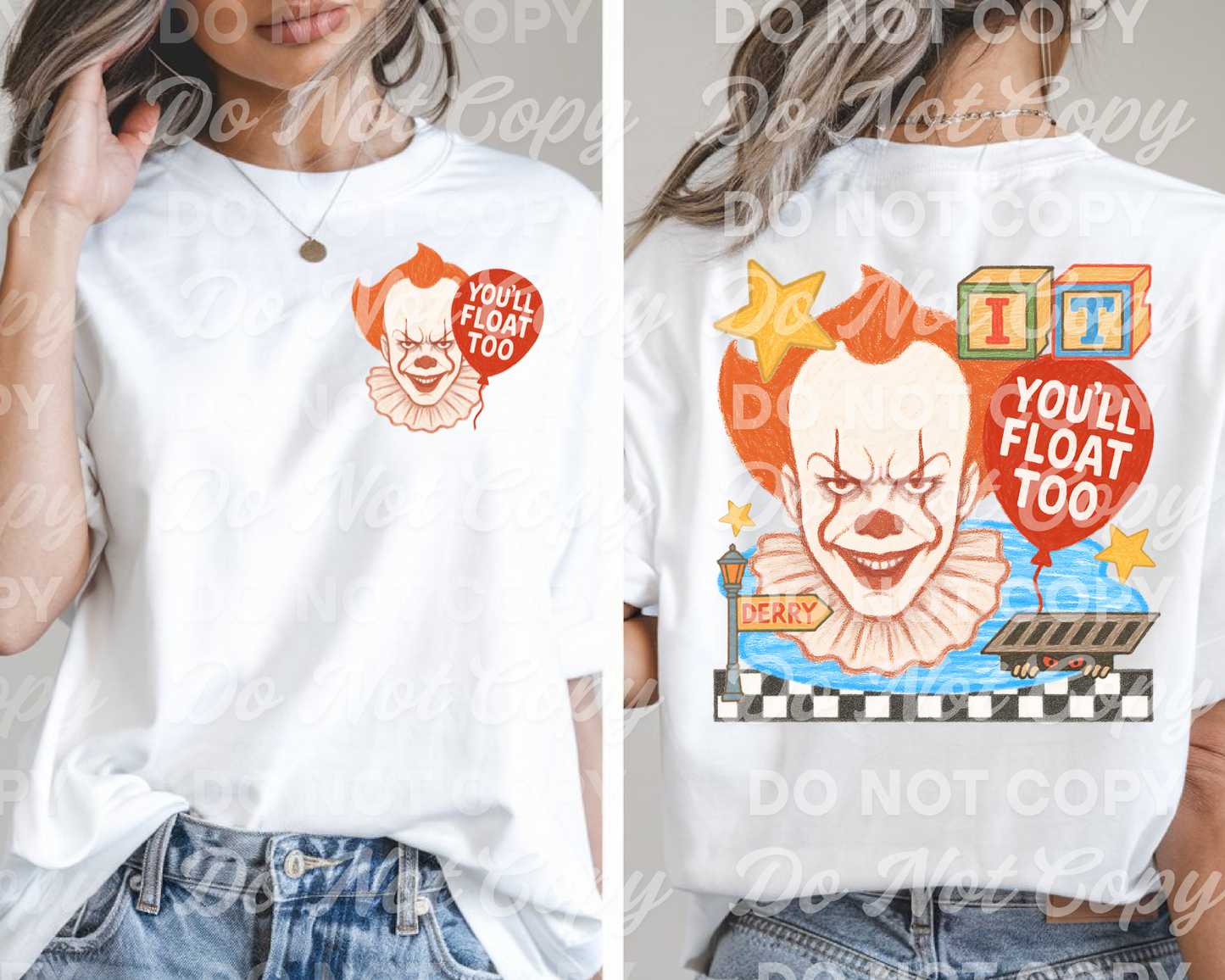 You’ll Float Too – Pennywise Crayon Style Horror PNG Digital Download