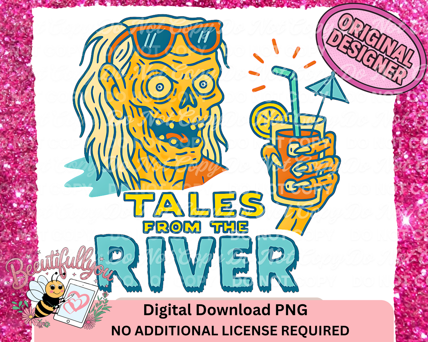 Tales from the Crypt Summer PNG bundle • Funny Spooky Beach Clipart • Retro Skeleton Cocktail Art