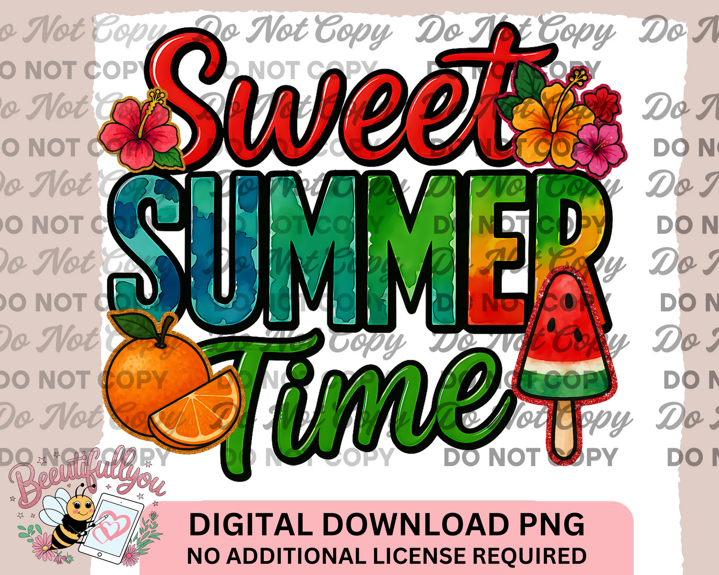 Sweet Summertime PNG – Tropical Floral & Fruit Digital Download
