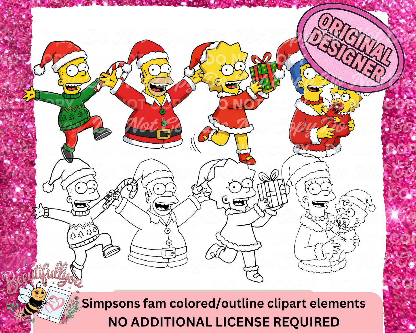 Christmas Family Clipart Bundle | Colored & Outline PNGs