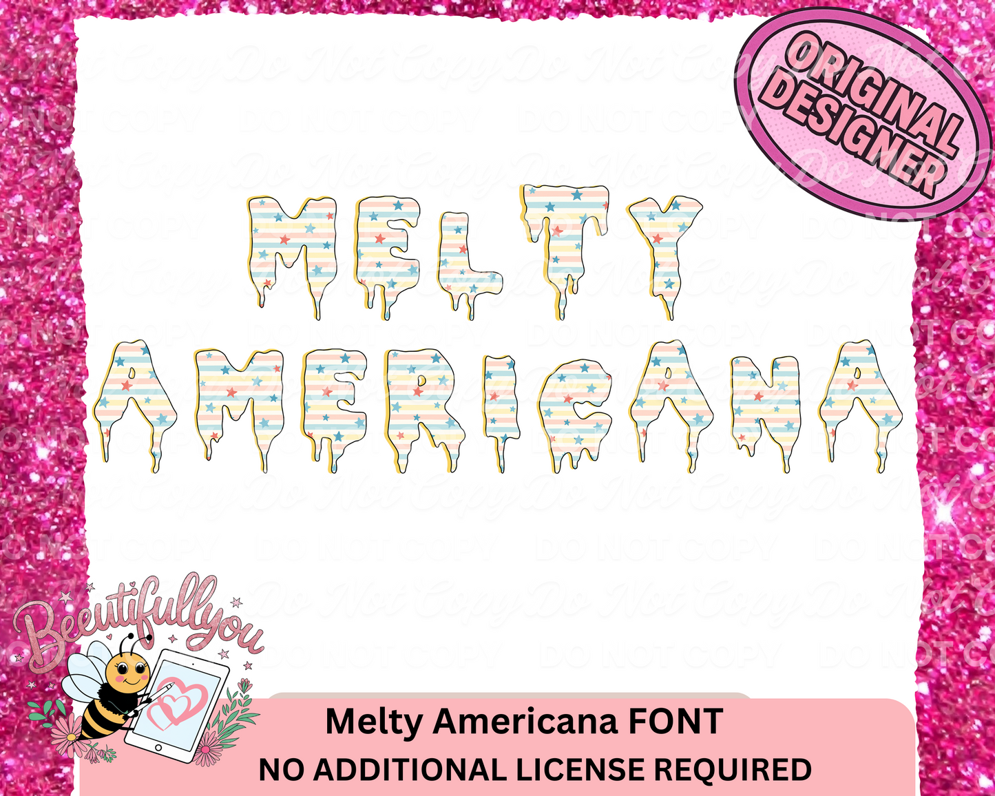 Melty Americana Font | Patriotic Drip Alphabet PNG Letters