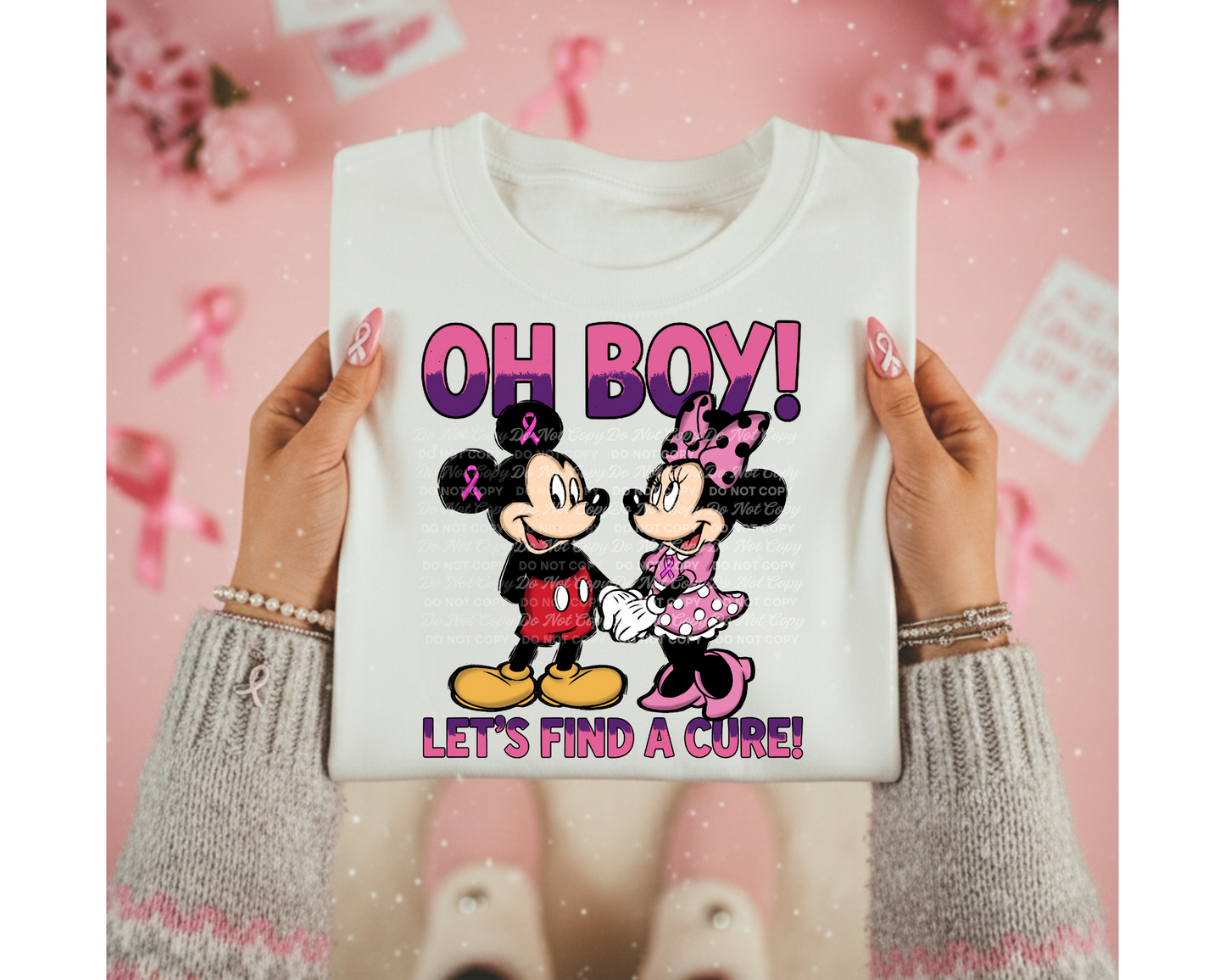 Oh Boy, Let’s Find a Cure | Breast Cancer Awareness PNG | Digital Download