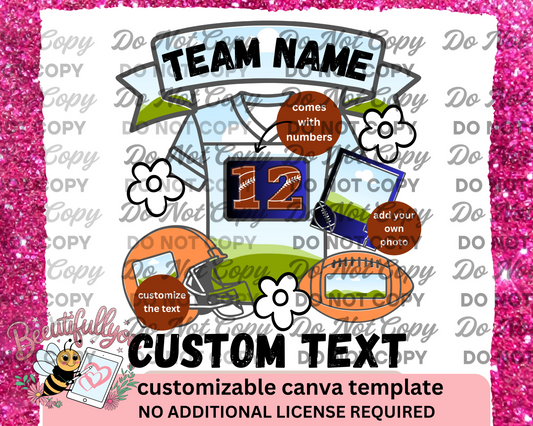 Editable Football Canva Template | Senior Sports Banner | Custom Photo & Text PNG Layout | Digital Download