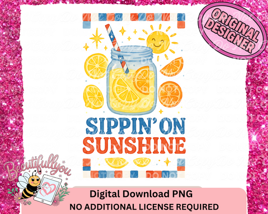 Sippin’ on Sunshine PNG | Lemonade Summer Sublimation Design